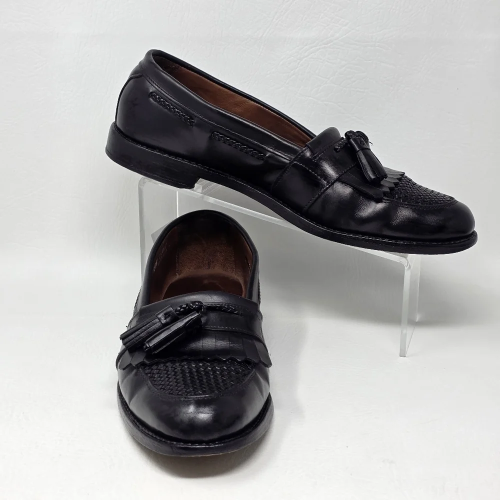 Allen Edmonds CODY Black Leather Woven Kiltie Tassel Loafer Dress Shoes Sz 10.5